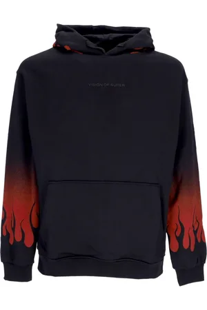 Vision Of Super Sweatshirts & Hoodies, Herr, L, Bomull, Flames Hoodie Svart/Röd