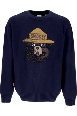 Element Stickade tröjor & koftor, Herr, S, Jacquard Sweater Smokey Bear Eclipse Navy