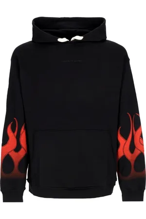 Vision Of Super Sweatshirts & Hoodies, Herr, L, Bomull, Flames Hoodie Svart/Röd