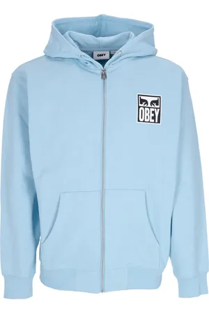 Obey Sweatshirts & Hoodies, Herr, L, Bomull, Ögonikon Dragkedja Hoodie Premium Fransk Terry