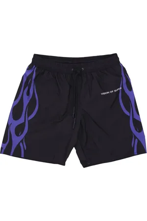 Vision Of Super Badkläder, Herr, L, Läder, Flammande Simshorts Svart/Lila