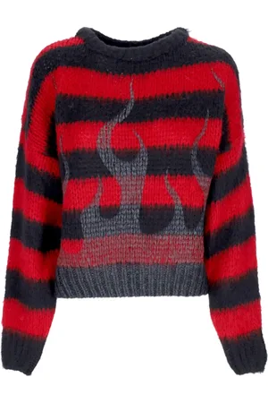 Vision Of Super Stickade tröjor & koftor, Dam, S, Flames Oversize Crew Neck Sweater