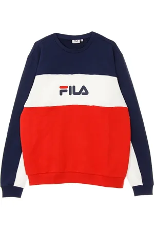 Fila Sweatshirts & Hoodies, Herr, XL, Bomull, Lättvikts Crewneck Sweatshirt Blockerad Crew