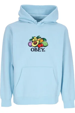 Obey Sweatshirts & Hoodies, Herr, L, Bomull, Huvtröja fleece för basket i himmelsblå