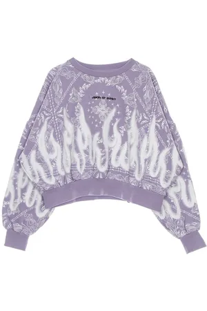 Vision Of Super Sweatshirts & Hoodies, Dam, S, Bomull, Flames Print Crop Hoodie