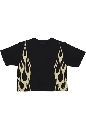 Vision Of Super Topp, Dam, M, Bomull, Flames Tee Svart/off White