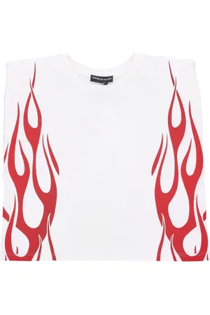 Vision Of Super Topp, Dam, L, Bomull, Flames Ärmlös Tee Off /Red