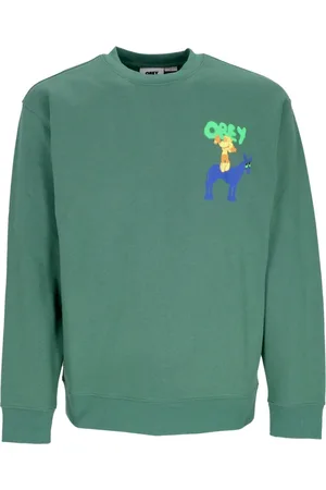Obey Sweatshirts & Hoodies, Herr, L, Bomull, Palm Leaf Lättvikts Crewneck Sweatshirt