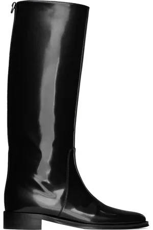 Saint Laurent Skor, Dam, 37 EU, Läder, Stiliga Svarta Läder Ankelboots