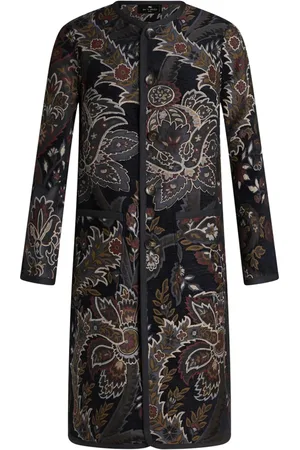 Etro Kappa, Dam, M, Blå Blommig Jacquard Chenille Vändbar Kappa
