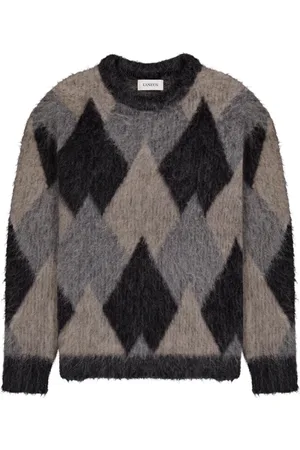 LANEUS Stickade tröjor & koftor, Herr, XL, Argyle Crew Neck Sweater