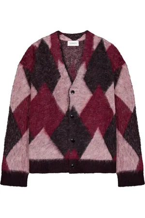 LANEUS Stickade tröjor & koftor, Herr, L, Argyle Cardigan med 4 Knappar