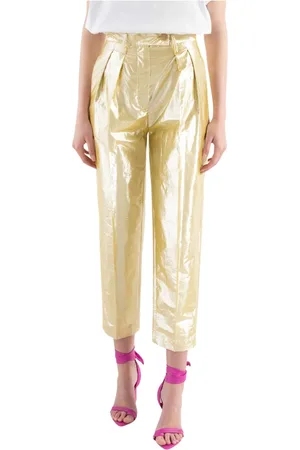 TELA Byxor, Dam, 2Xs, Bomull, Högmidjade Lurex Casual Byxor