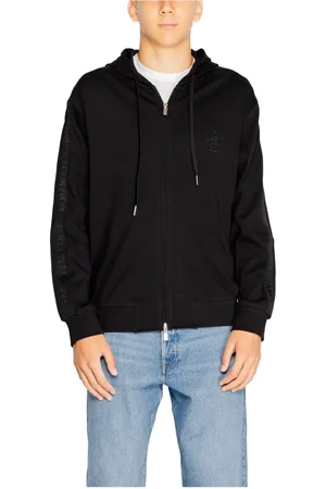 Armani Exchange Sweatshirts & Hoodies, Herr, S, Bomull, Svart Hoodie med Dragkedja