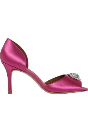 Kurt Geiger Skor, Dam, 37 EU, Läder, Fuchsia Läder Sandal med Juvel Detalj