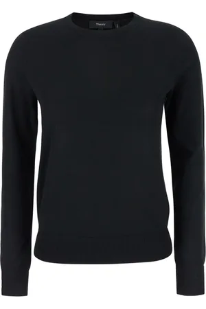 THEORY Sweatshirts & Hoodies, Dam, L, Svart Merino Långärmad Tröja