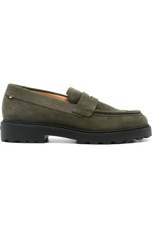 Bally Skor, Herr, 41 EU, Mocka, Gröna Mocka Penny Loafer Skor
