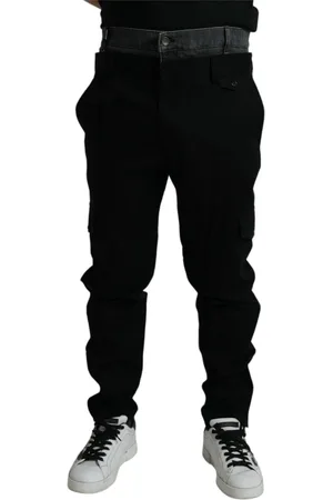 Dolce & Gabbana Byxor, Herr, S, Bomull, Svart Grå Bomull Jogger Byxor