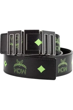 MCM Accessoarer, Herr, ONE Size, Läder, Sommar Grn Logo Spänne Bälte