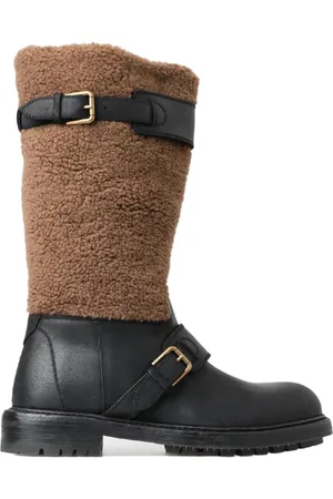 Dolce & Gabbana Skor, Herr, 39 EU, Läder, Lyx Shearling Läder Långa Stövlar