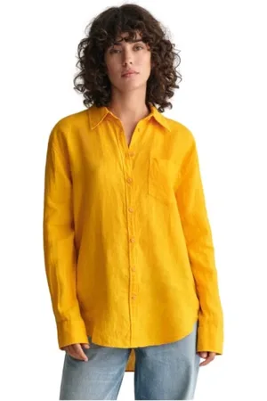 GANT Blusar & Skjortor , Dam, L, Linne, Oversized Linneskjorta