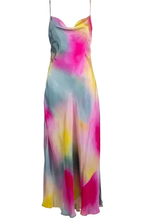Msgm Klänning, Dam, S, Multifärgad Tye Dye Lång Klänning
