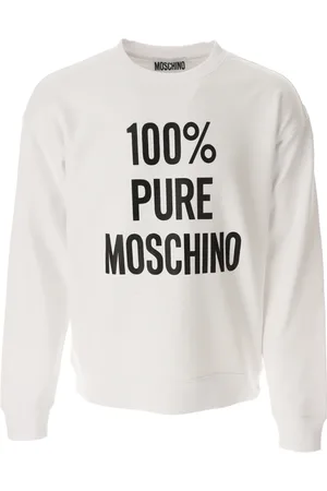 Moschino Sweatshirts & Hoodies, Herr, XL, Ren vit sweatshirt med framsida slogan