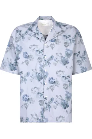OFFICINE GENERALE Skjorta, Herr, L, Bomull, Blå Blommönster Casual Skjorta