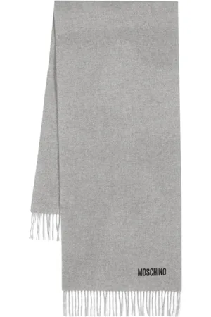 Moschino Accessoarer, Herr, ONE Size, Grå Fransig Ull Sjal Wrap