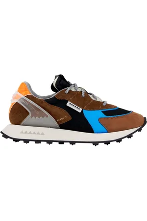 RUN OF Skor, Herr, 41 EU, Bruna sneakers med orange detaljer
