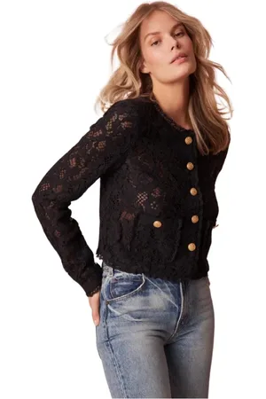 LOVESHACKFANCY Jacka, Dam, L, Genomskinlig Spetsjacka i Svart