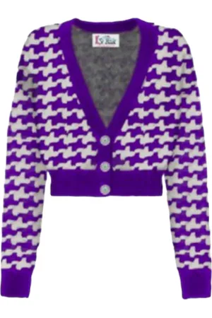 MC2 SAINT BARTH Stickade tröjor & koftor, Dam, M, Houndstooth Cardigan med Co-ord Kjol
