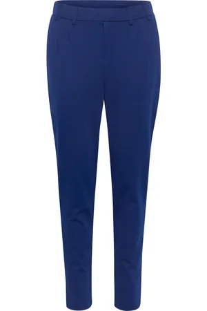Kaffe Byxor, Dam, S, Blå Slim Fit Elastisk Midja Byxor