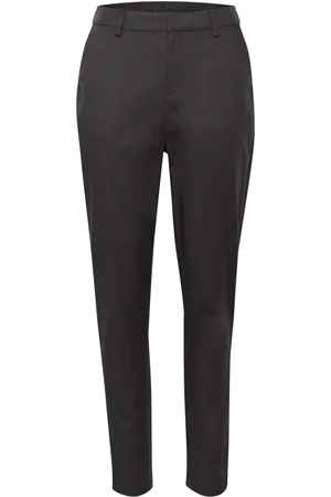 Kaffe Byxor, Dam, 2Xl, Högmidjade Slim Fit Byxor Svart Ostron
