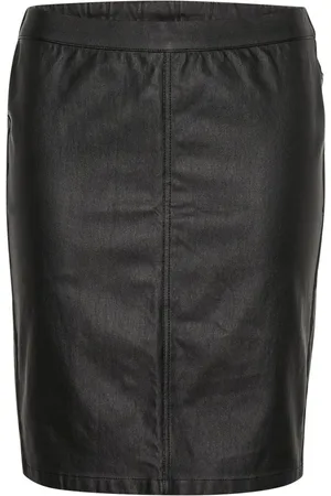 Kaffe Kjol, Dam, 2Xl, Coated Kjol Svart Djup Stilfull