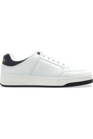 Saint Laurent Skor, Herr, 40 1/2 EU, Läder, Vita Sneakers med Guldtonad Signatur