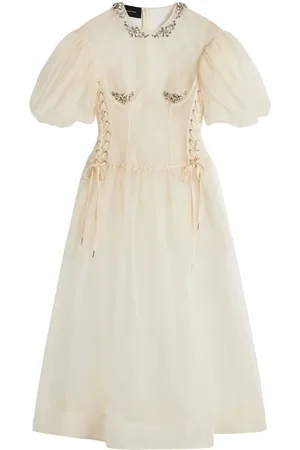 Simone Rocha Klänning, Dam, S, Organza, Ivory Lace-Up Korsett Klänning