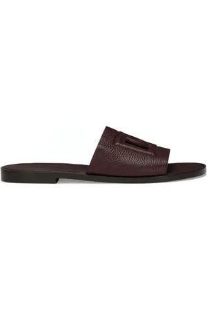 Dolce & Gabbana Skor, Dam, 42 1/2 EU, Läder, Burgundy Deerskin Logo Slides