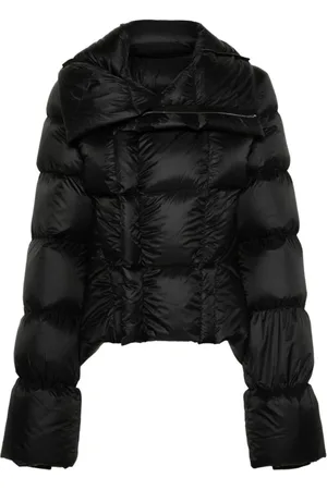 Rick Owens Jacka, Dam, S, Svart Quiltad Jacka med Tratt Hals
