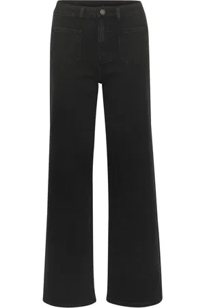 Kaffe Jeans, Dam, XL, Flared Jeans Svart Djup Klassisk Stil
