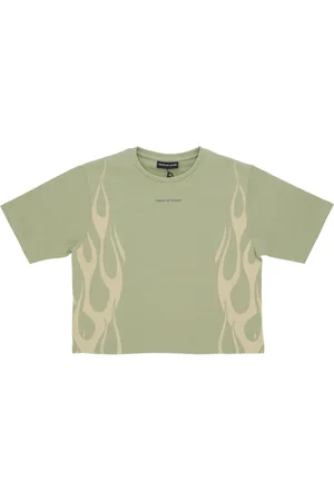 Vision Of Super Topp, Dam, M, Bomull, Flames Tee Grön/off White