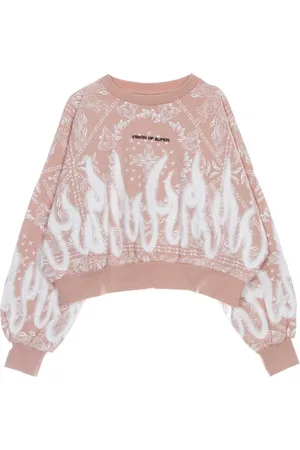 Vision Of Super Sweatshirts & Hoodies, Dam, XS, Bomull, Bandana Print Crop Hoodie Sweatshirt