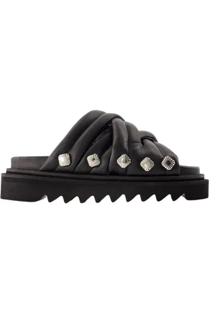 TOGA PULLA Skor, Dam, 35 EU, Läder, Svarta Lädersandaler - Slip-On Stil