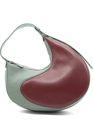 vic matiè Väska, Dam, ONE Size, Oval Strukturerad Väska i Mörkröd/Grå