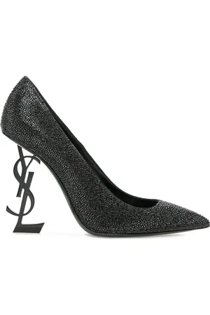 Saint Laurent Skor, Dam, 37 1/2 EU, Läder, Svarta läderpumps med nitar