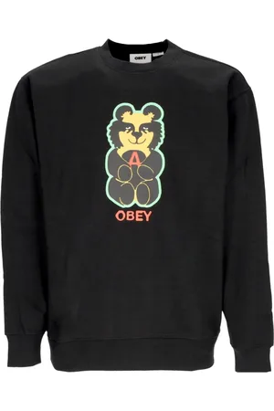 Obey Sweatshirts & Hoodies, Herr, XL, Bomull, Premium Bear Icon Crewneck Sweatshirt Svart