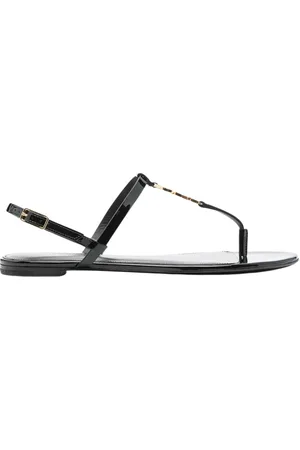 Saint Laurent Skor, Dam, 37 EU, Läder, Svarta Lädersandaler