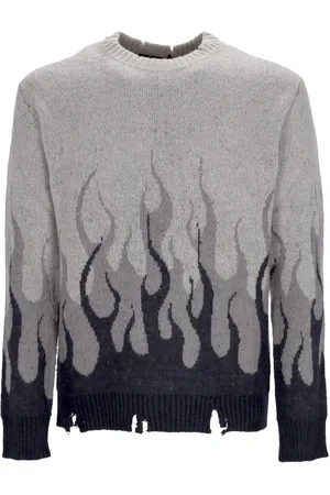 Vision Of Super Stickade tröjor & koftor, Herr, L, Flames Crew Neck Sweater Oversize Fit