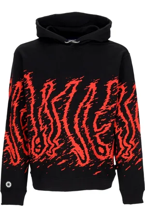 Octopus Sweatshirts & Hoodies, Herr, M, Bomull, Svart/Röd Lättvikts Huva Tröja