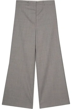 Low Classic Byxor, Dam, S, Polyester, Melange Grå Ull Bred Byxa